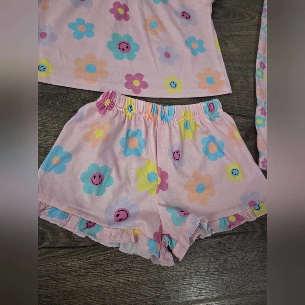 Pink Floral 3-Piece Girls Pajama Set Size 3t